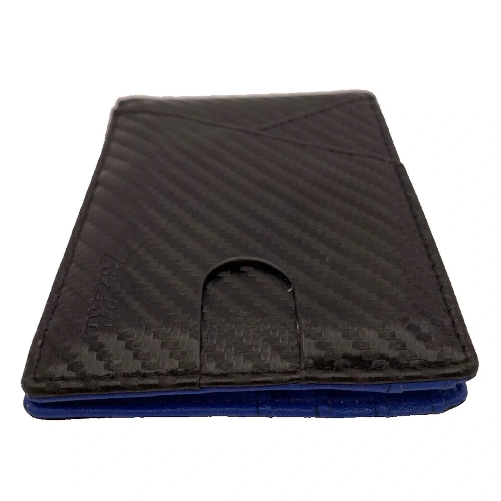 Black and Blue Zitahli Slim Wallet Men Faux Carbon Fiber- Pre-owned